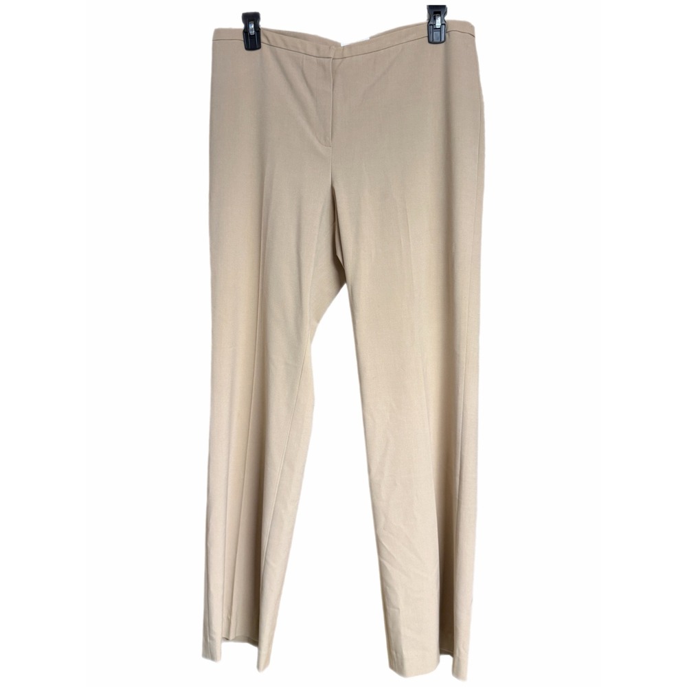 Calvin Klein Womens Beige Tan Flat Front Tapered Leg Dress Pants Size 14